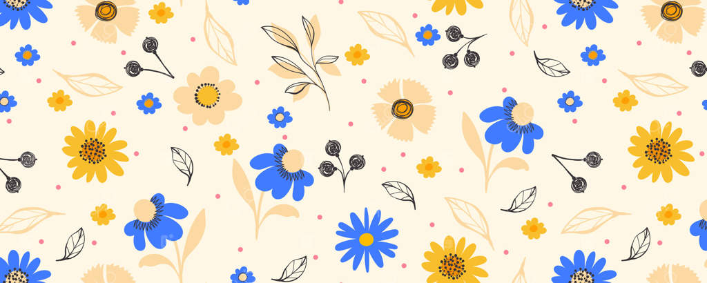 پترن گل‌دار با گیاهان و برگ‌های بامزه. طراحی پیوسته با گل‌های تابستانی و بهاری روی پس‌زمینه سفید. طراحی دست کشیده‌ی باغ لطیف، مناسب برای چاپ، مد و کارت‌ها