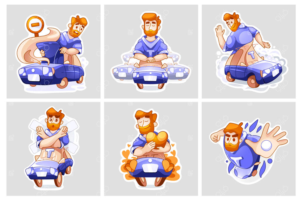 مجموعه برچسب‌های مرد چاق در جلو