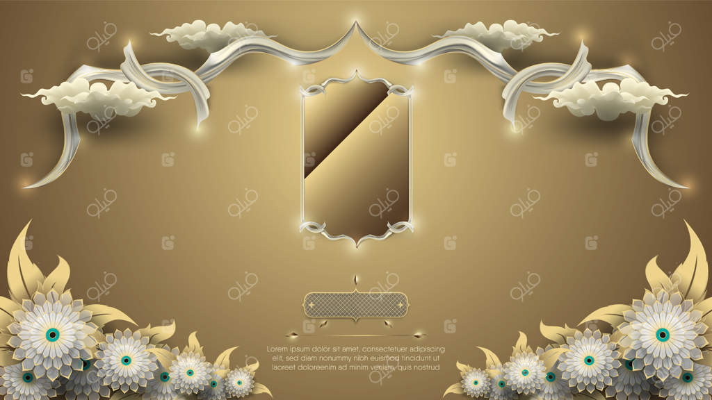 پترن سنتی تایلندی با قاب به‌علاوه گل‌ها به صورت وکتور پریمیوم وکتور پریمیوم