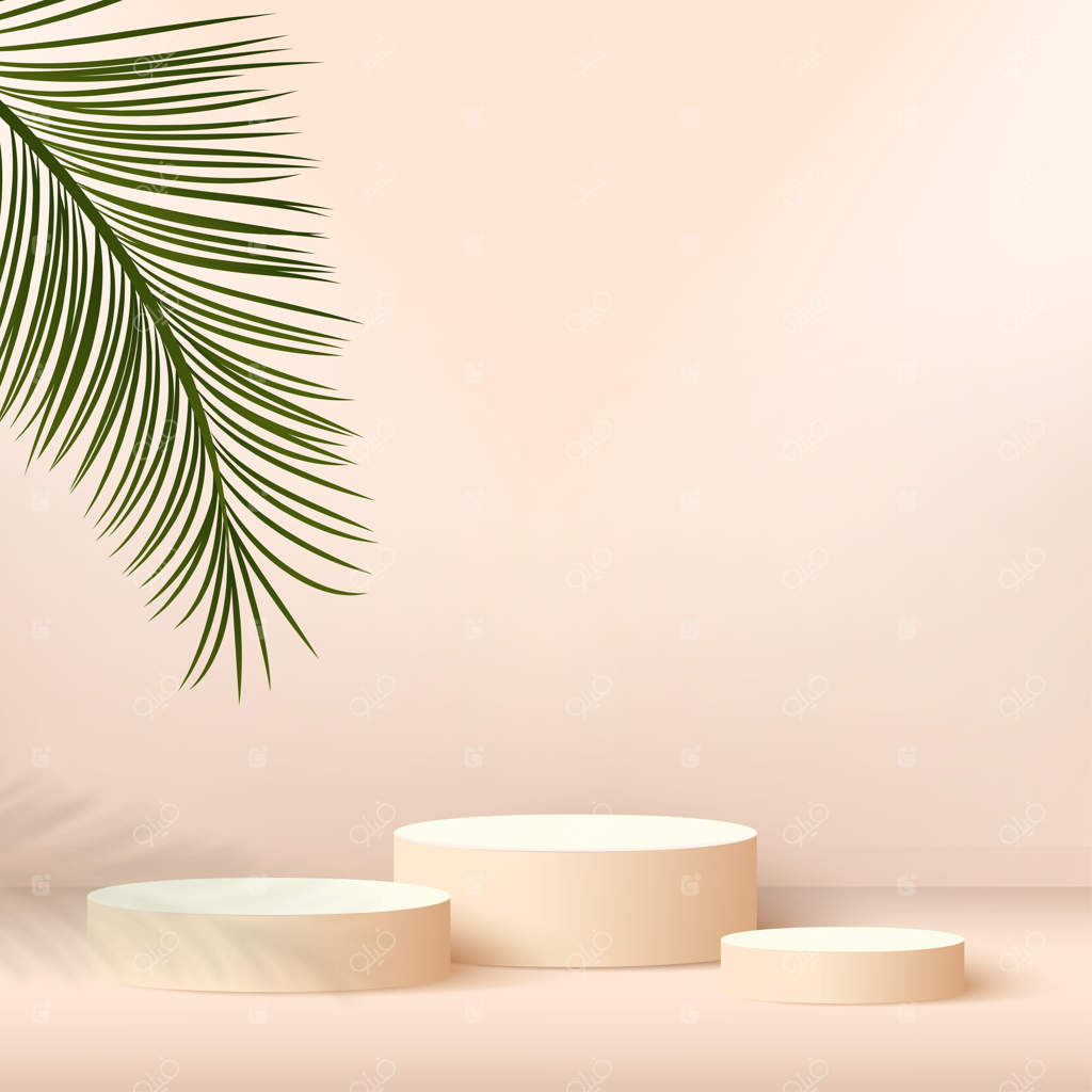 پس‌زمینه‌ای انتزاعی با سکوهای هندسی به رنگ کرم