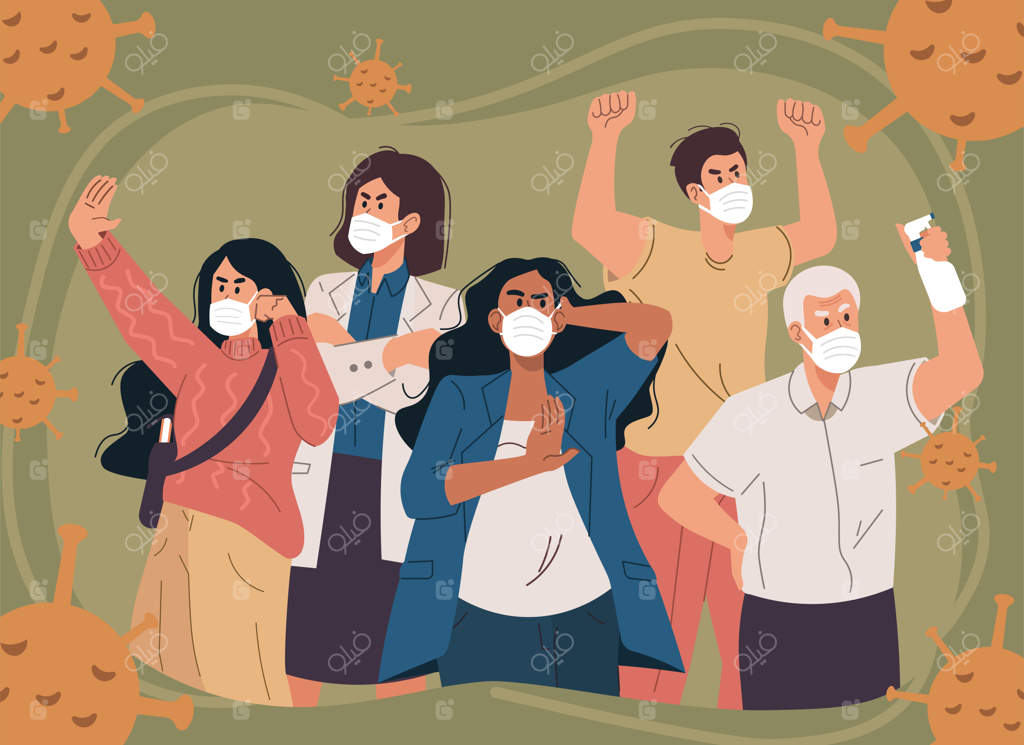 جمعیتی از مردم با ماسک صورت؛ اقدامات پیشگیرانه برای مقابله با ویروس کرونا