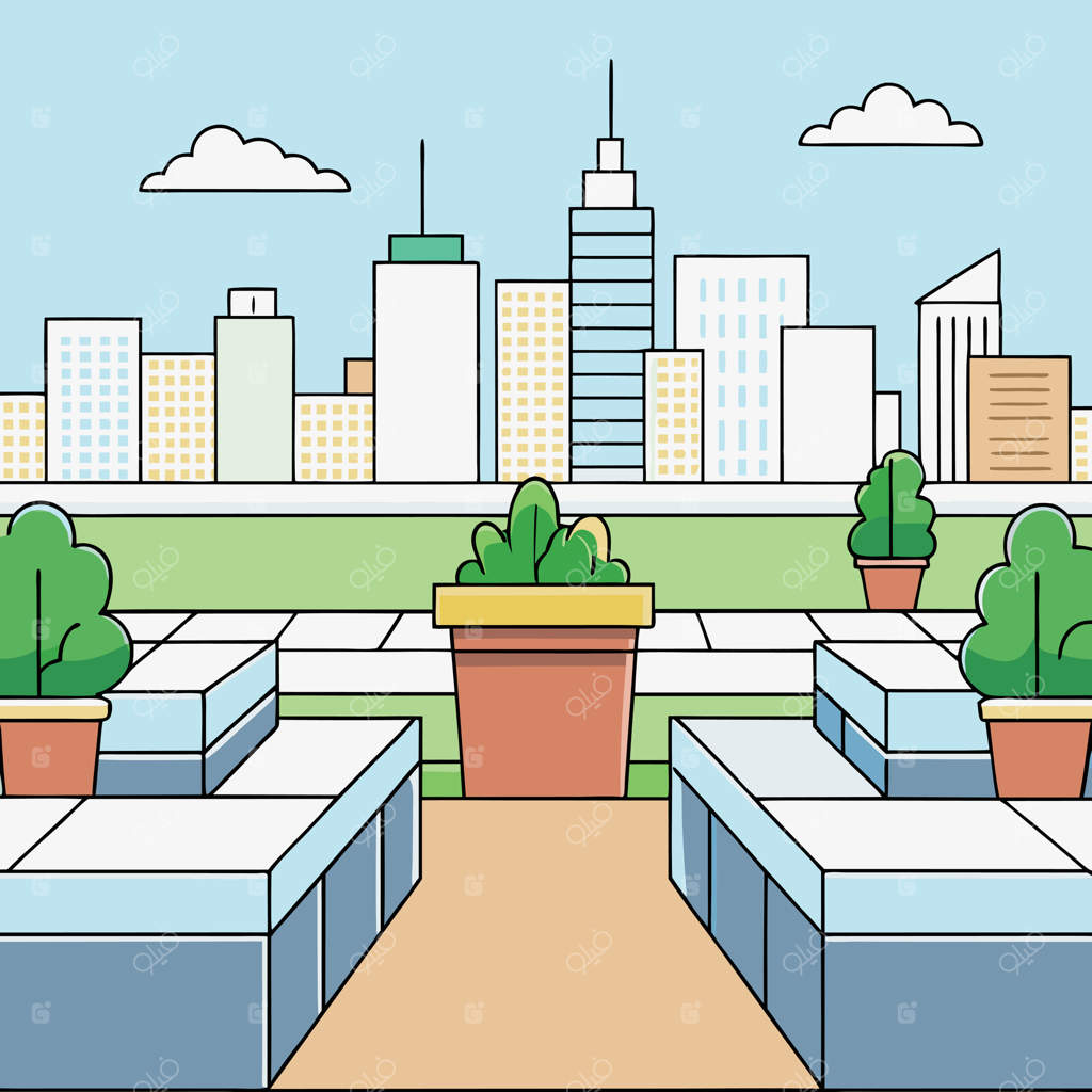 باغ بام بهشت شهری با چشم‌اندازی از خط‌افق شهر