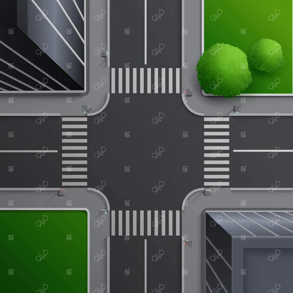 تصویری از طرح خیابان شهری با چهارراه