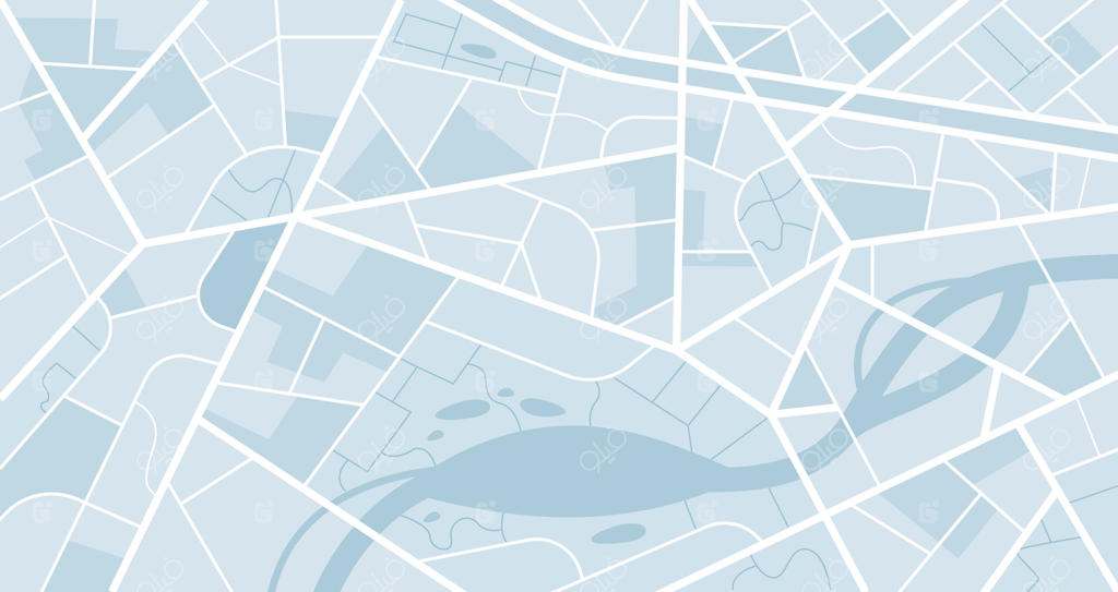 بافت نقشه خیابان‌ها، طرح شبکه جاده‌های شهری با نقشه‌کششی سیاه و سفید، تصویر نقشه خیابان‌های شهر