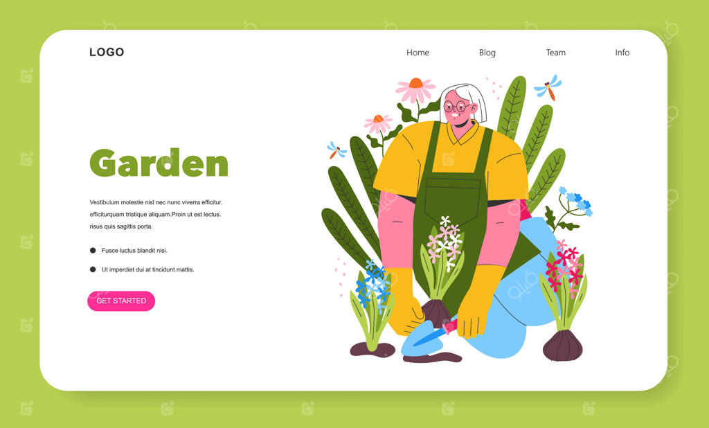 دختر باغبان: تصویرسازی ساده