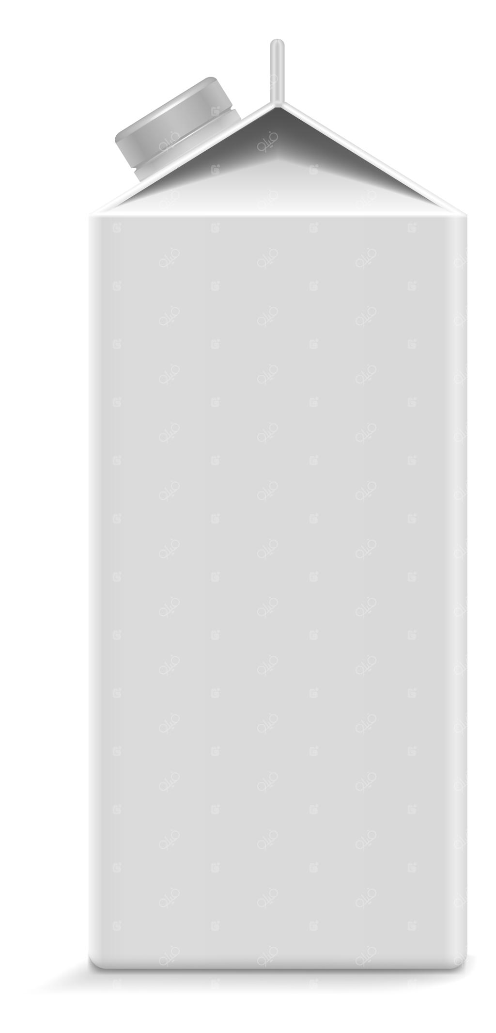 ماکت واقع‌گرایانه ظرف آب‌میوه خالی با بسته سفید