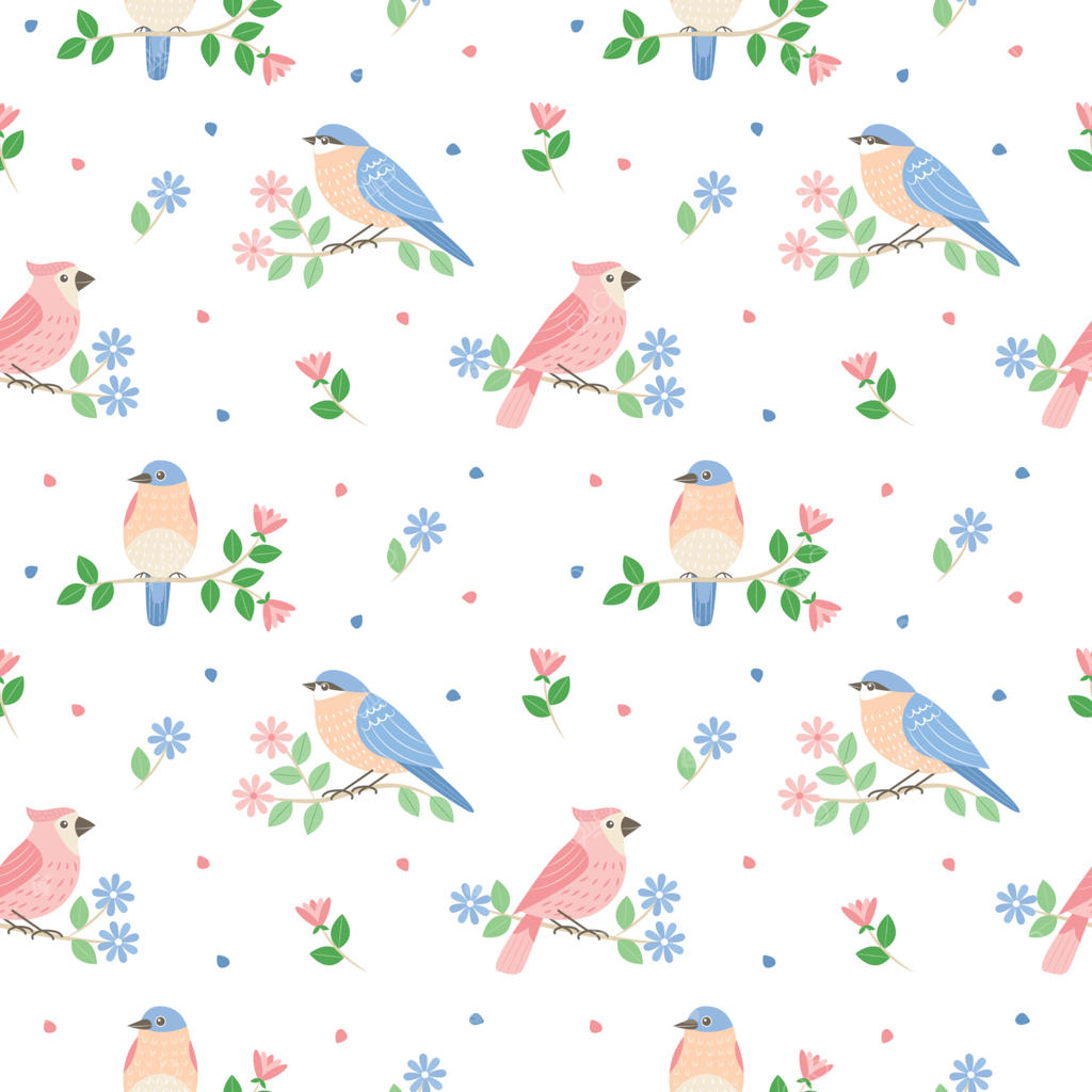 پترن یکپارچه پرنده‌های بهاری