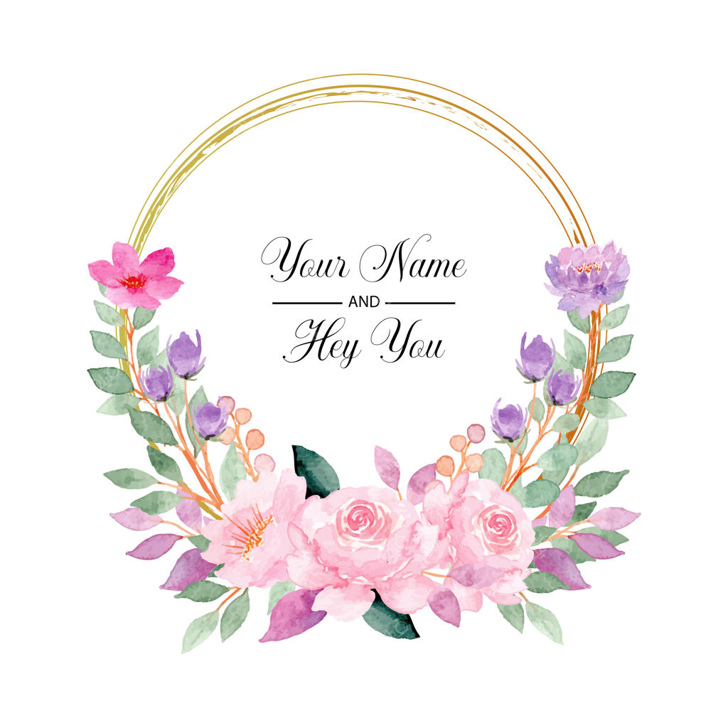 حلقه گل صورتی با آبرنگ