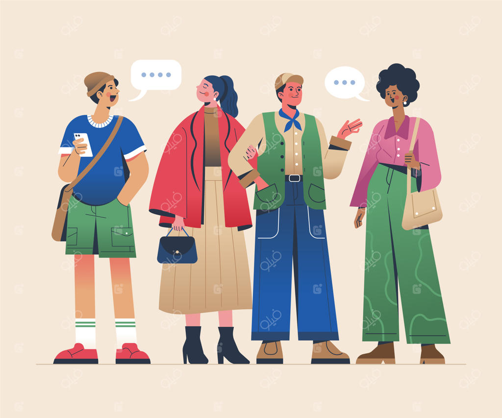 تصویرسازی گروهی از افراد به سبک مسطح