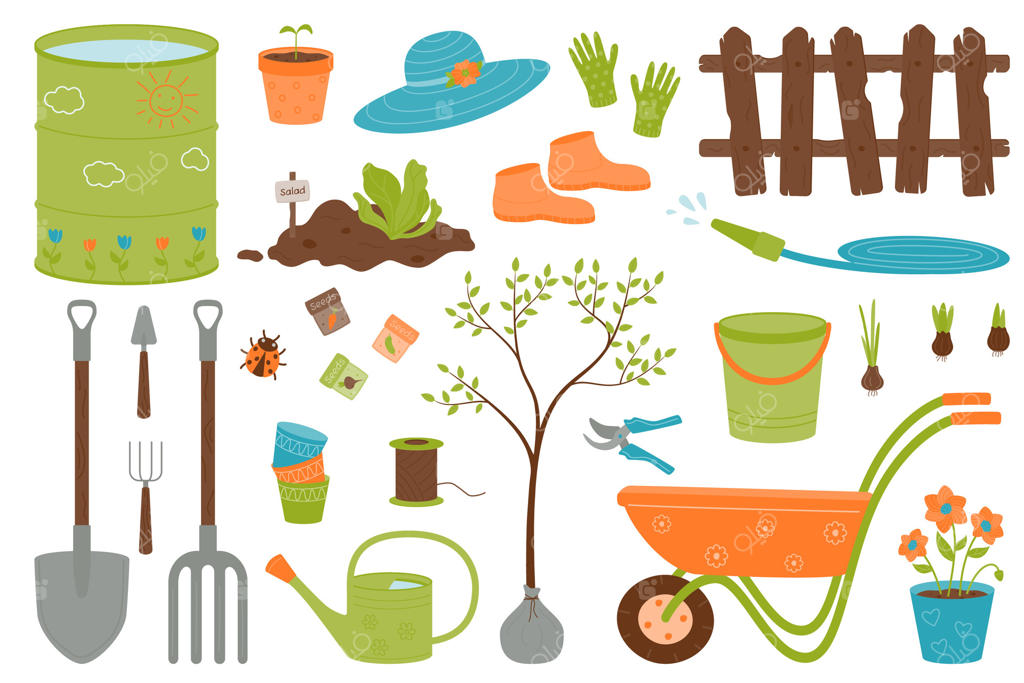 ابزار باغبانی - گل‌ها برای کاشت، بذرها و نهال‌ها - لباس‌های مخصوص باغبانی