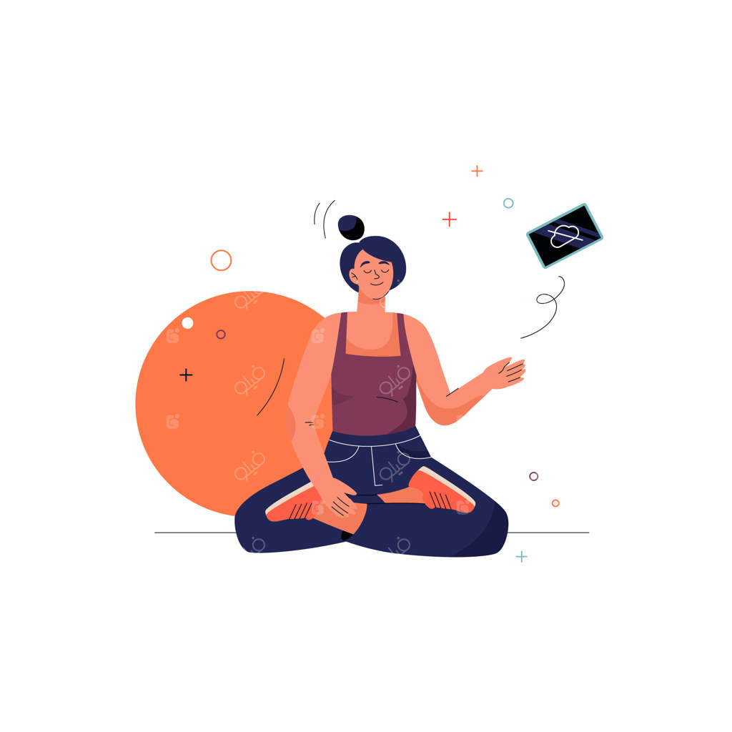 زن در حال مراقبه در وضعیت لوتوس خارج از محیط دیجیتالی