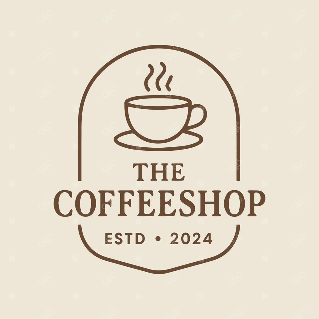 طراحی لوگوی شیک برای کافی‌شاپ با فنجان بخار و سال تاسیس ۲۰۲۴