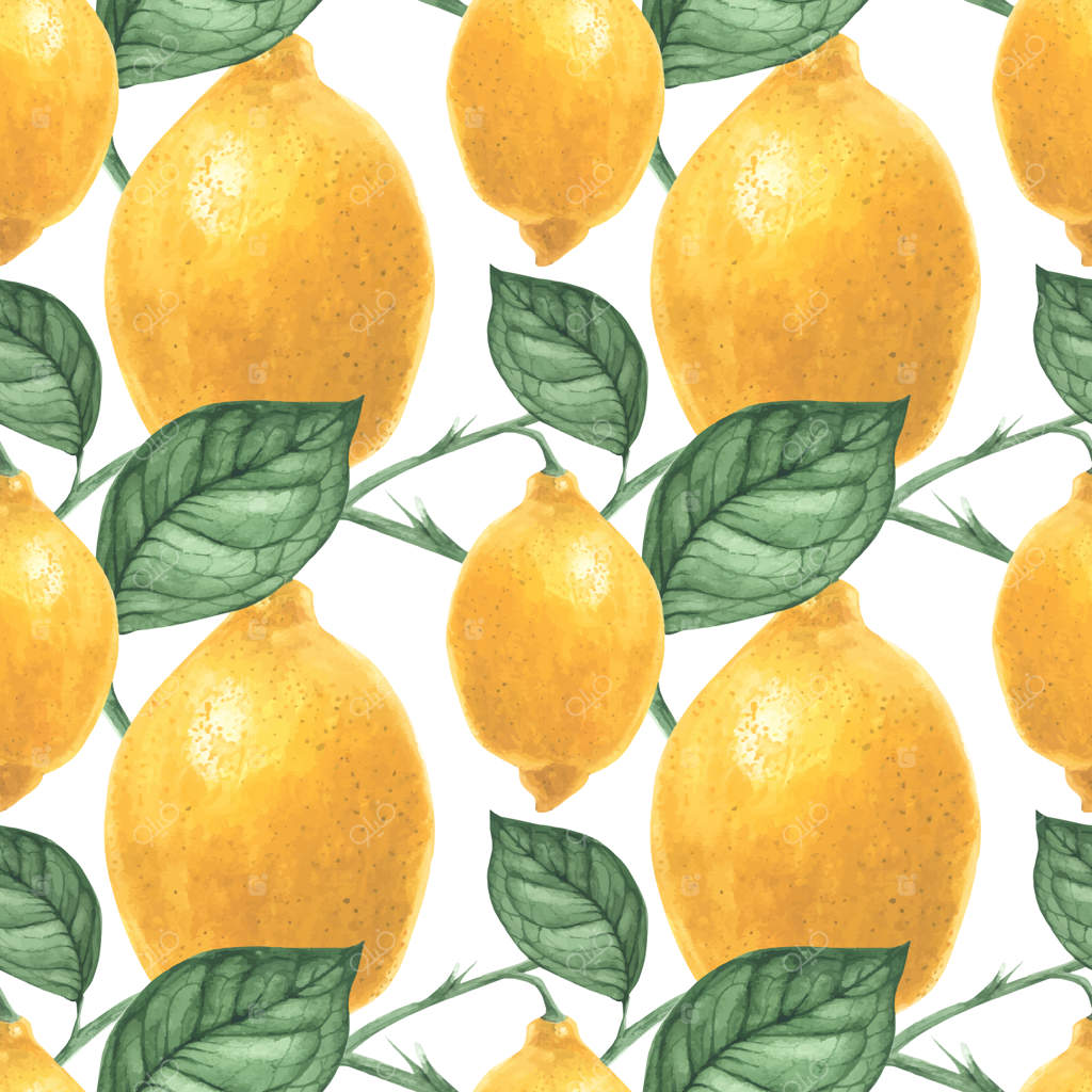 پترن یکپارچه لیموی زرد با طراحی آبرنگی