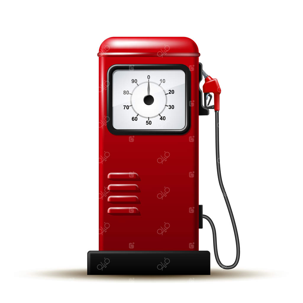 پمپ بنزین قرمز روشن با نازل سوخت