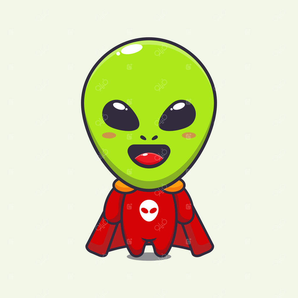 تصویرسازی وکتور کارتونی از موجود فضایی بامزه.