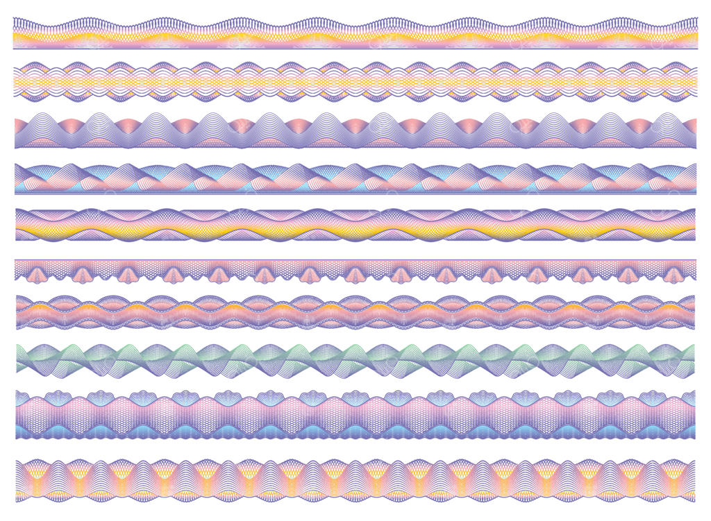 حاشیه‌های رنگی گیلوش، مجموعه الگوهای پول بانکی