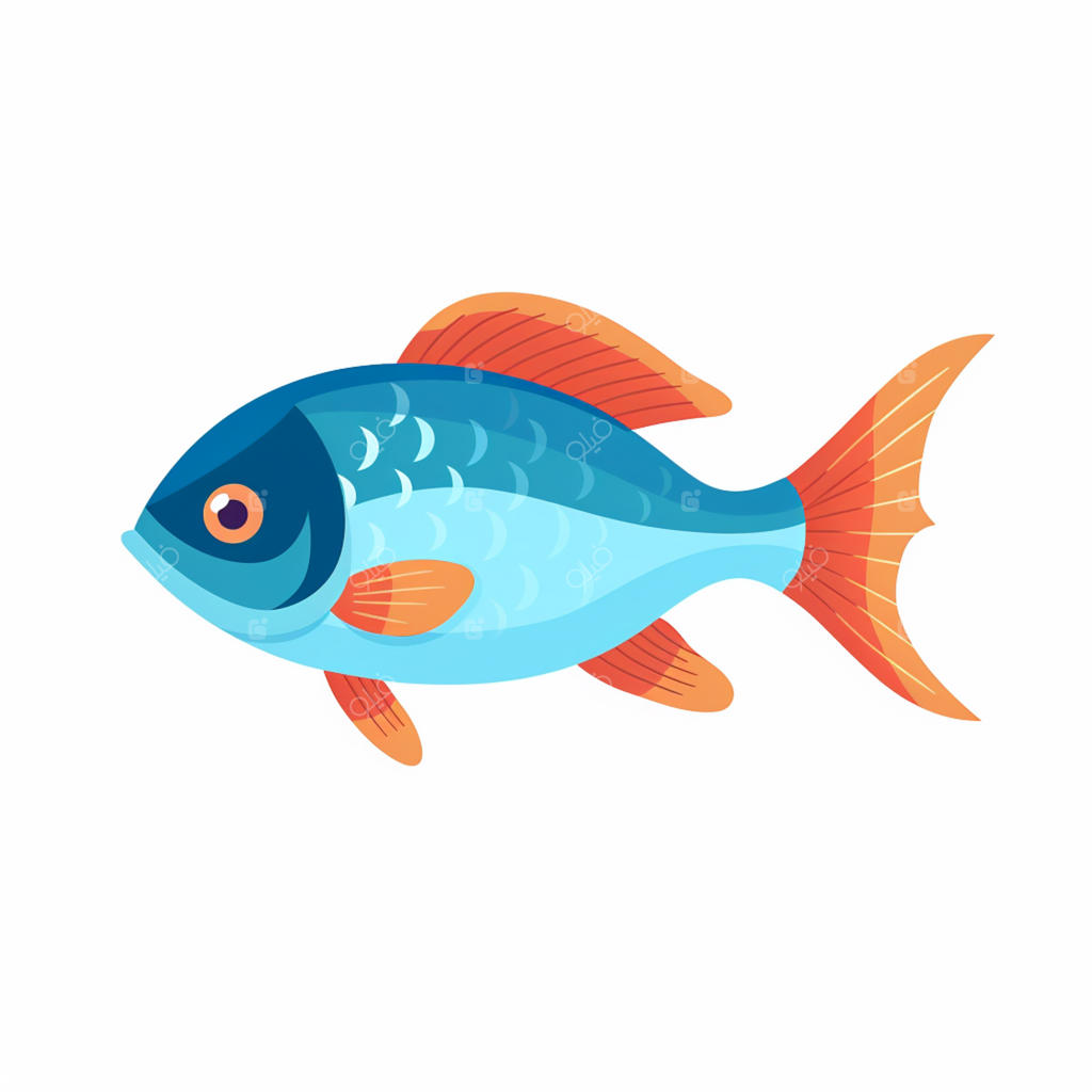 تصویرسازی وکتور دریا و ماهی زیر آب، طراحی آیکون طبیعت و ماهیگیری