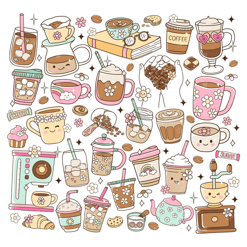 عاشقان قهوه، لوازم قهوه‌سازی باریستا با طرح‌های کارتونی و دست‌کشیده