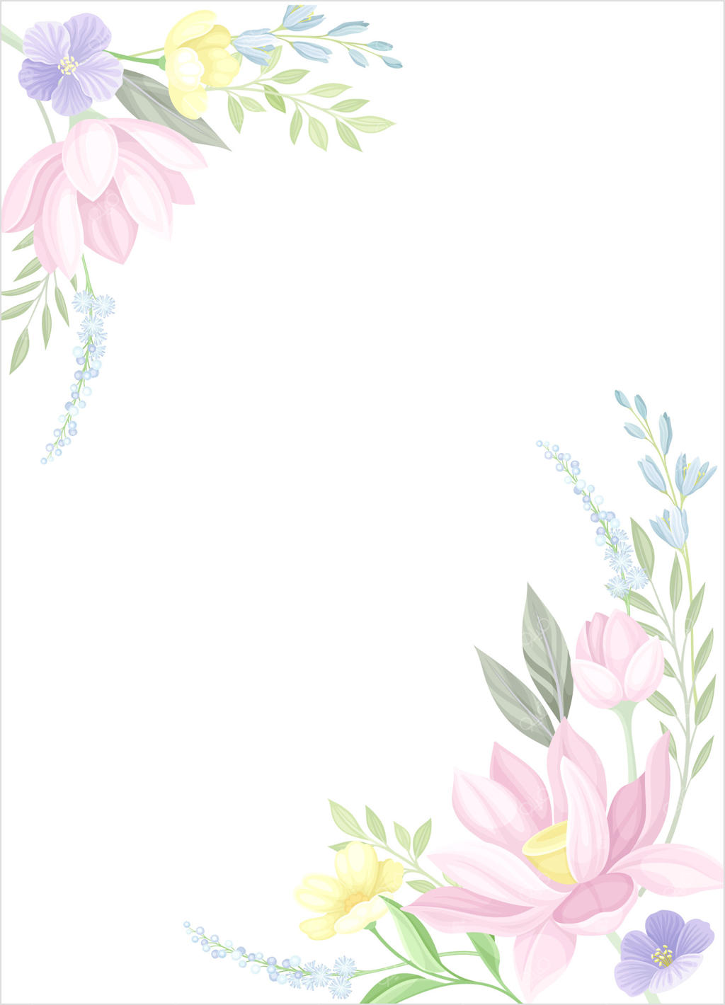 کارت با قاب گلدار: طراحی قالب دعوتنامه عروسی، ذخیره تاریخ، تشکر، و کارت پاسخ‌گویی (RSVP)