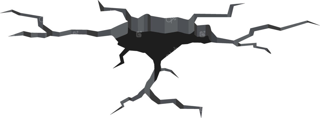 زمین شکافته می‌شود: شکل‌گیری شکافی بزرگ و پیدایش حفره‌ای تاریک که تاثیرات مخرب زلزله‌ها یا خشکسالی‌ها بر سطح و منظر زمین را نشان می‌دهد.