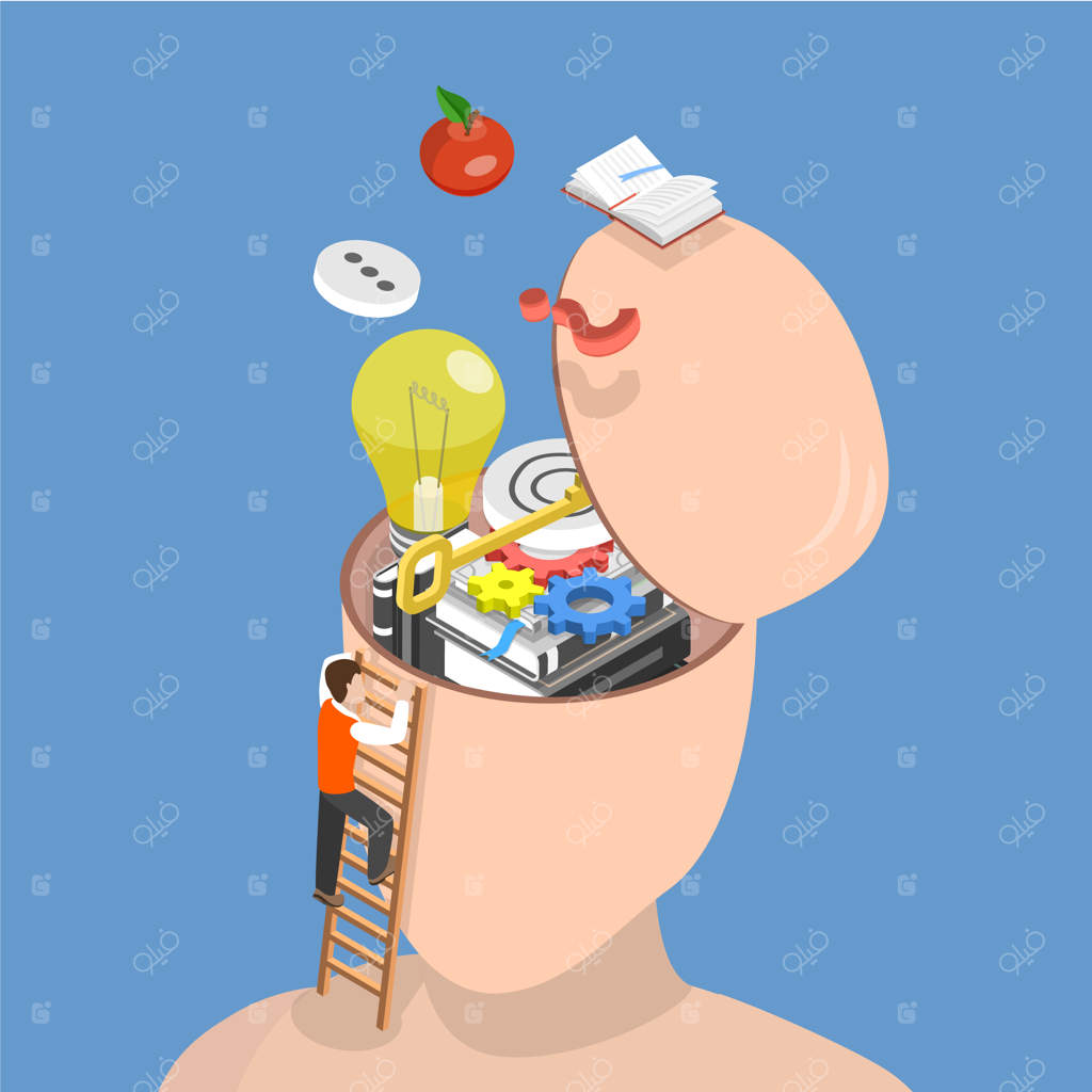 تصویرسازی وکتور ایزومتریک از مطالعه فلسفه، دانش و کنجکاوی