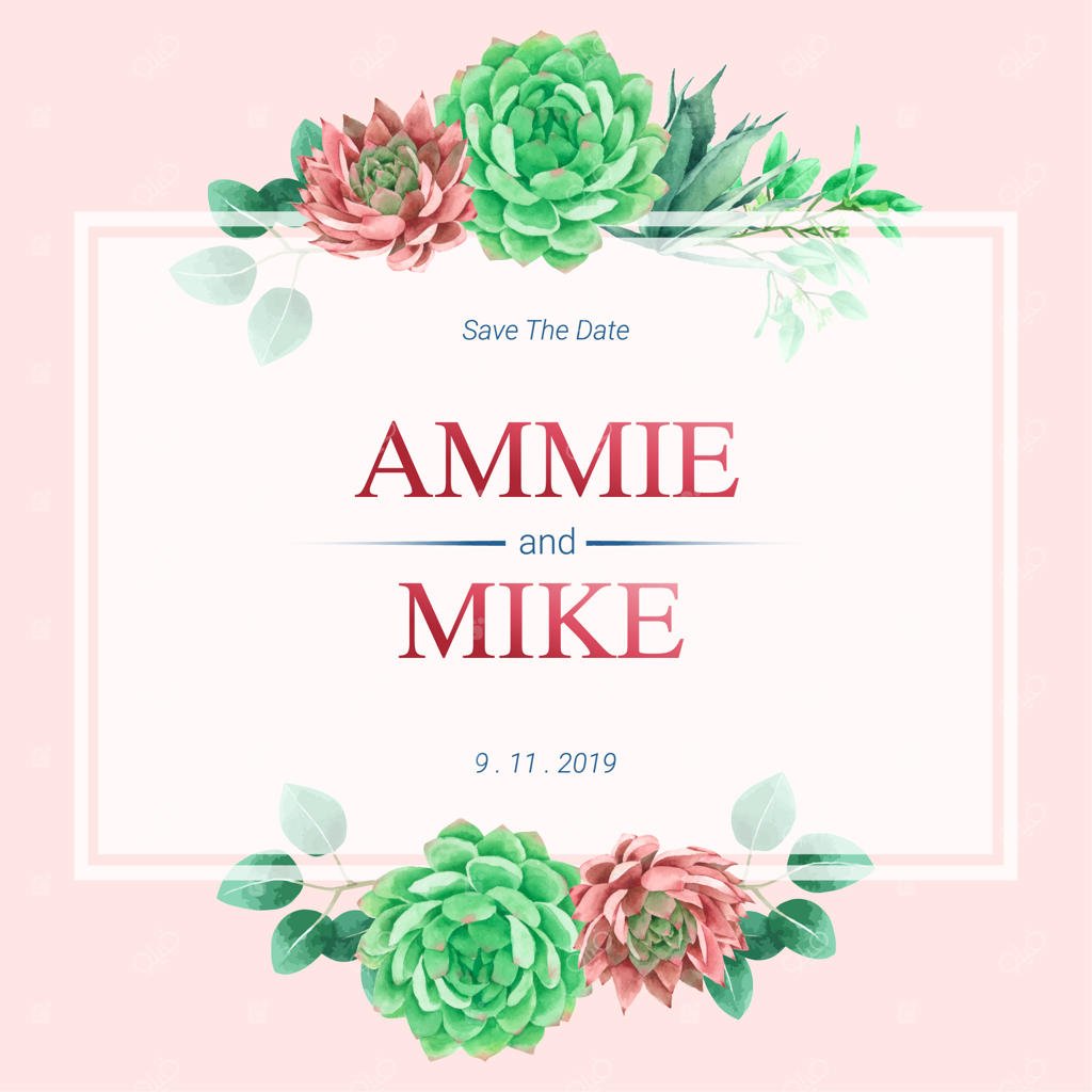 قاب خالی آبرنگی با طرح کاکتوس برای کارت دعوت