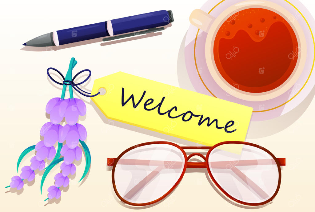 میز با کاغذ خوش‌آمدگویی برای روزی آرام، مناسب برای طراحی‌ها