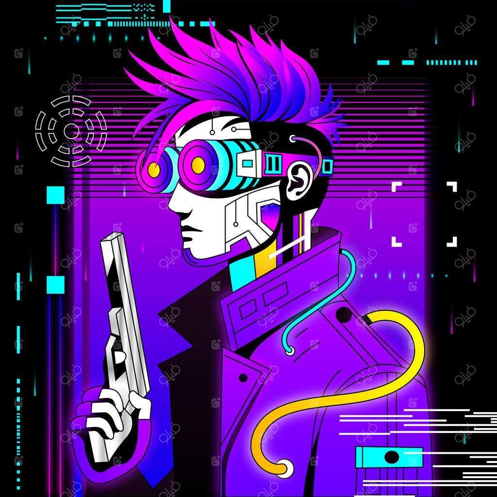 تصویرسازی سایبرپانک دستی