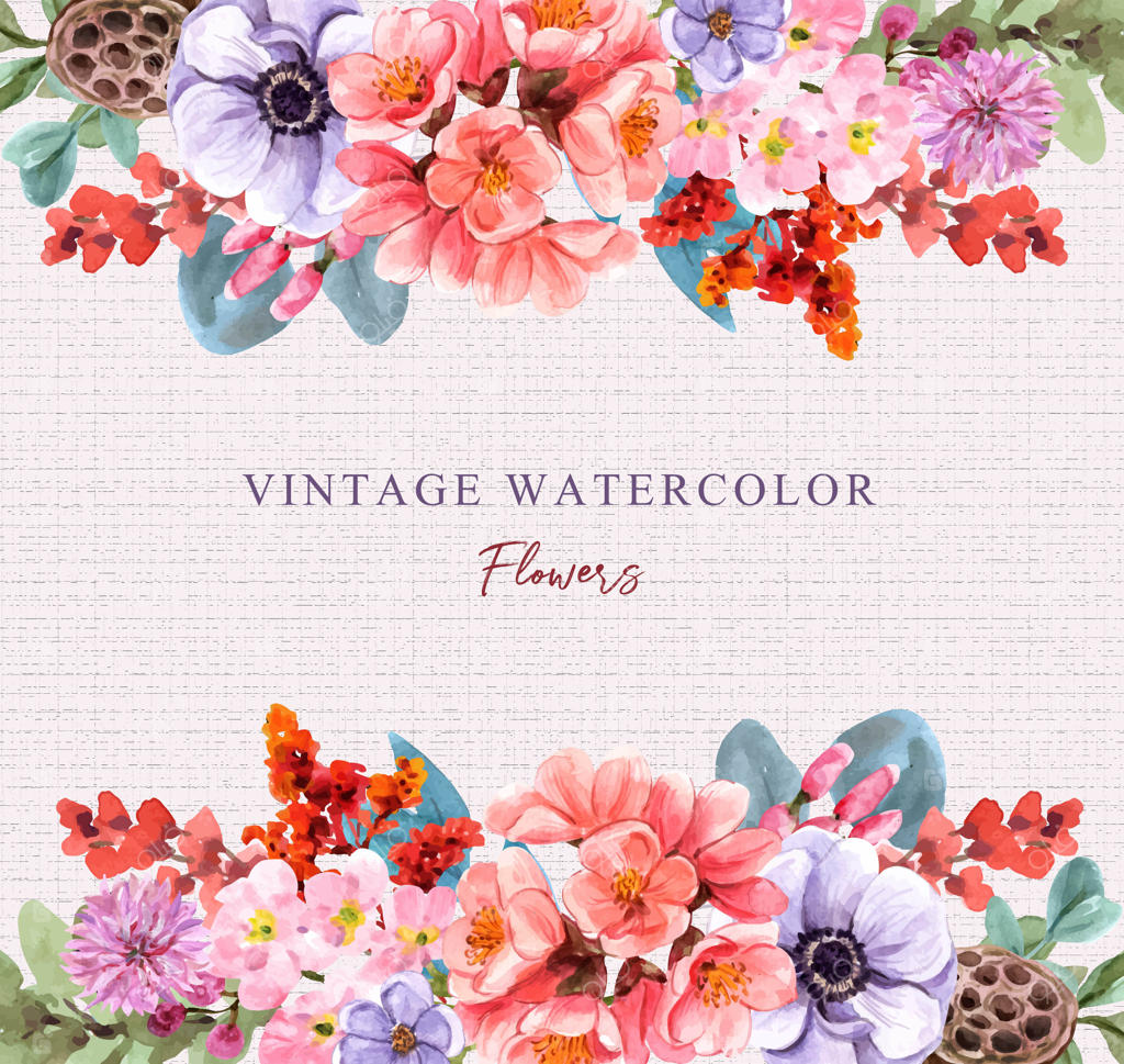 پس‌زمینه قاب گل‌آب‌رنگی