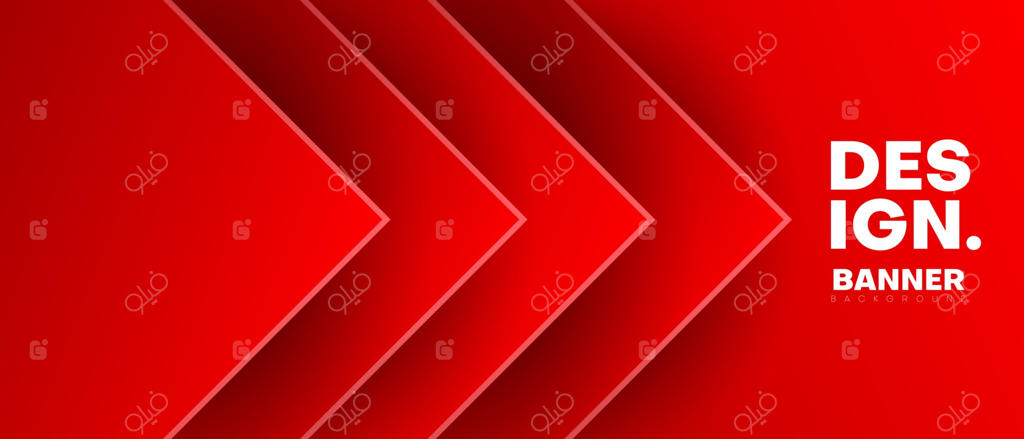 پس‌زمینه طراحی بنر با پیکان قرمز انتزاعی