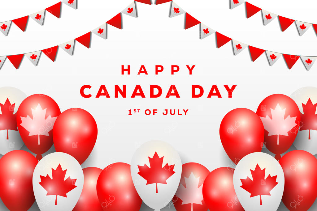 روز کانادا با پس‌زمینه بادکنک‌های واقعی