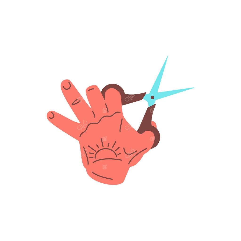 آیکون تصویرگری از دست آرایشگر مرد با قیچی در سالن زیبایی