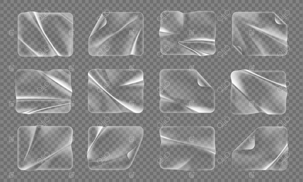 مجموعه برچسب‌های پلاستیکی شفاف مستطیلی شکل