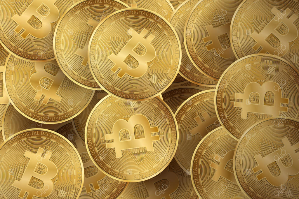 آیکون بیت‌کوین، نماد پرداخت. آرم رمزارز. نماد مبادله ارز مجازی. سکه‌های مالی اینترنتی، آیکون سکه طلایی در طراحی زمینه مشکی. تصویرسازی ساده وکتور.