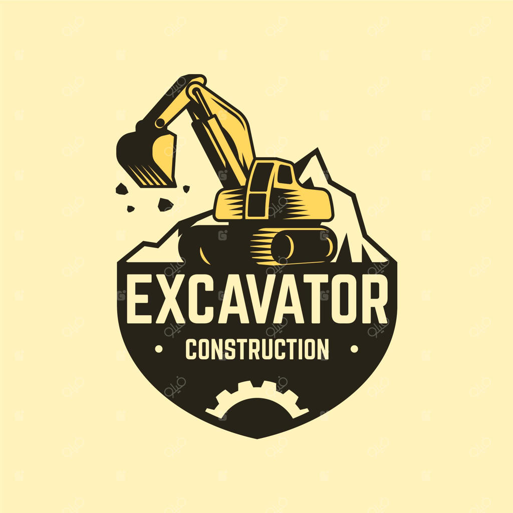 قالب لوگوی ساخت و ساز با بیل مکانیکی