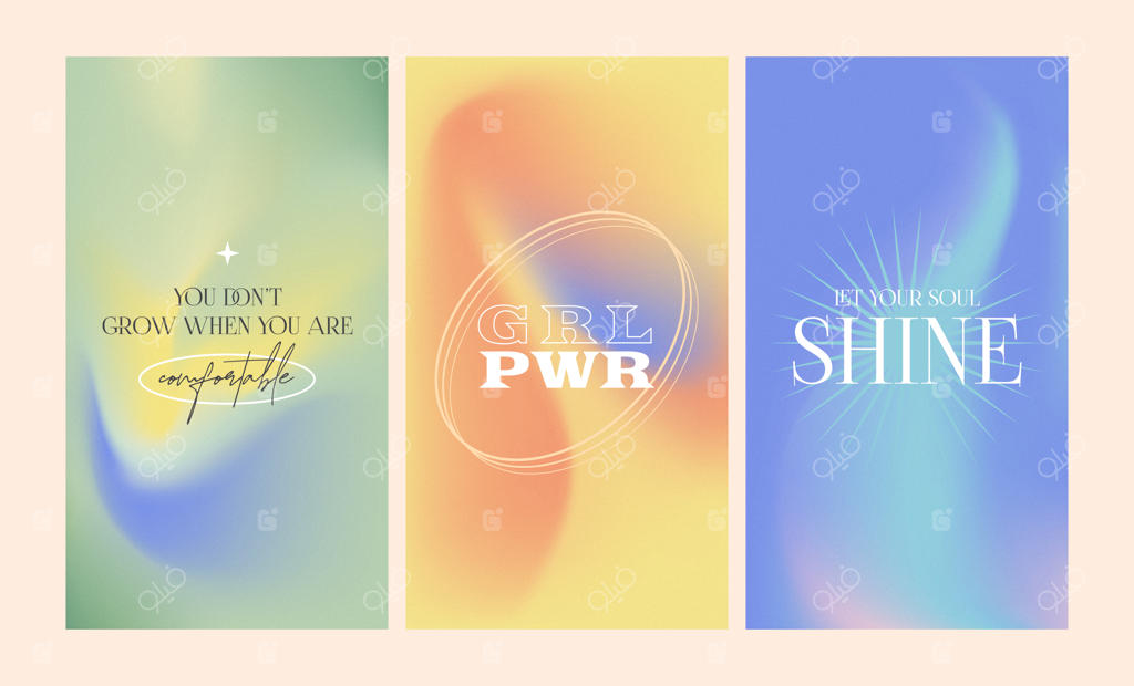 مجموعه قالب استوری با طرح گرادینت و استایل هنری برای نقل‌قول