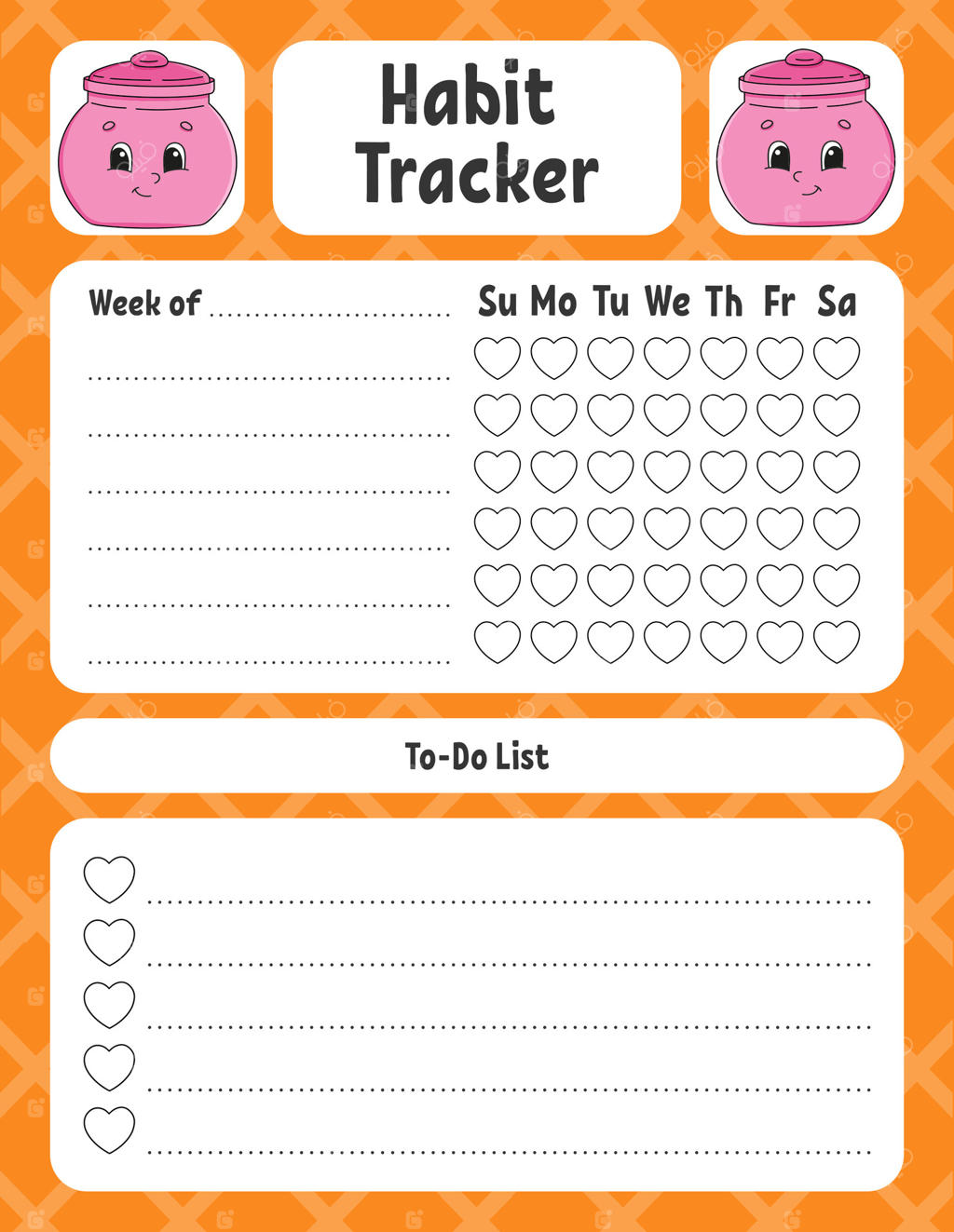 ردیاب عادت برای کودکان: قالب آماده جهت چاپ