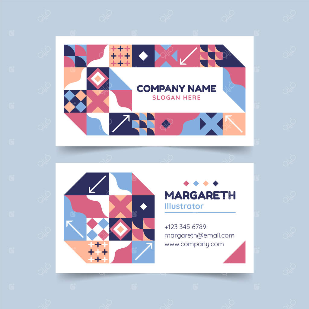 کارت ویزیت با طرح هندسی و طراحی تخت
