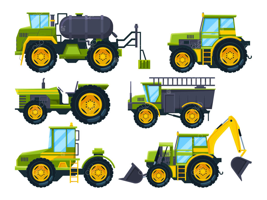 ماشین‌آلات کشاورزی: تصاویری رنگارنگ به سبک کارتونی