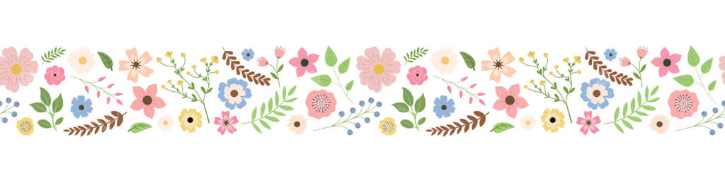 پترن حاشیه‌ای بهاری با گل‌ها، برگ‌ها و توت‌های وکتور. زمینه سفید. گل‌های رنگارنگ در یک ردیف. طراحی برای برچسب‌ها و بنرها.