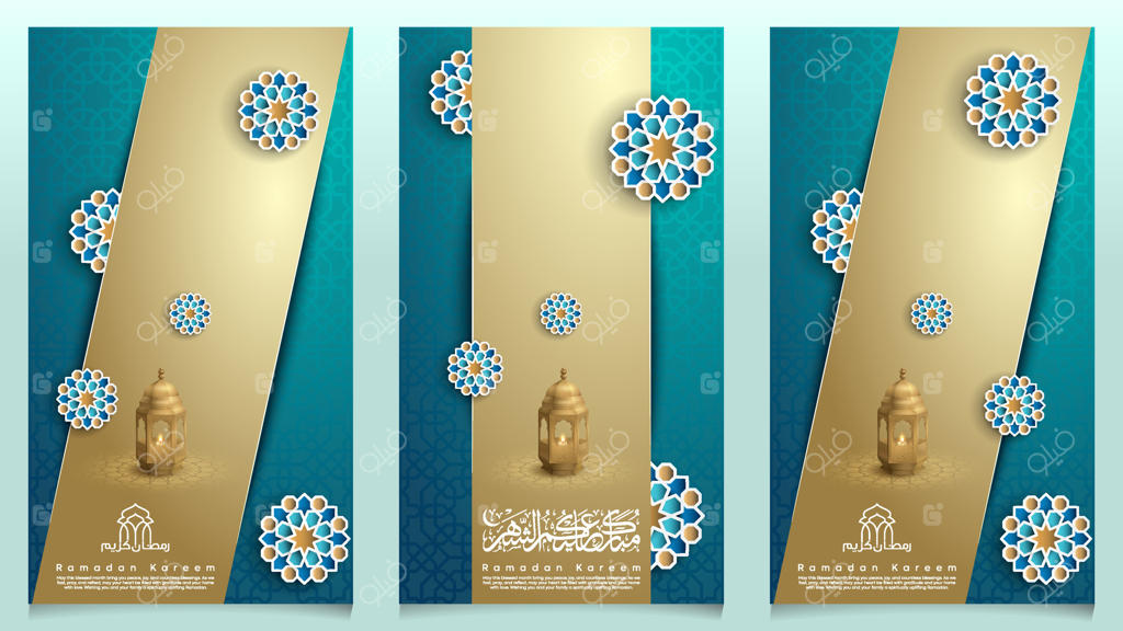 پس‌زمینه اسلامی عید مبارک با فانوس عربی و طرح هندسی برای کارت تبریک و بنر