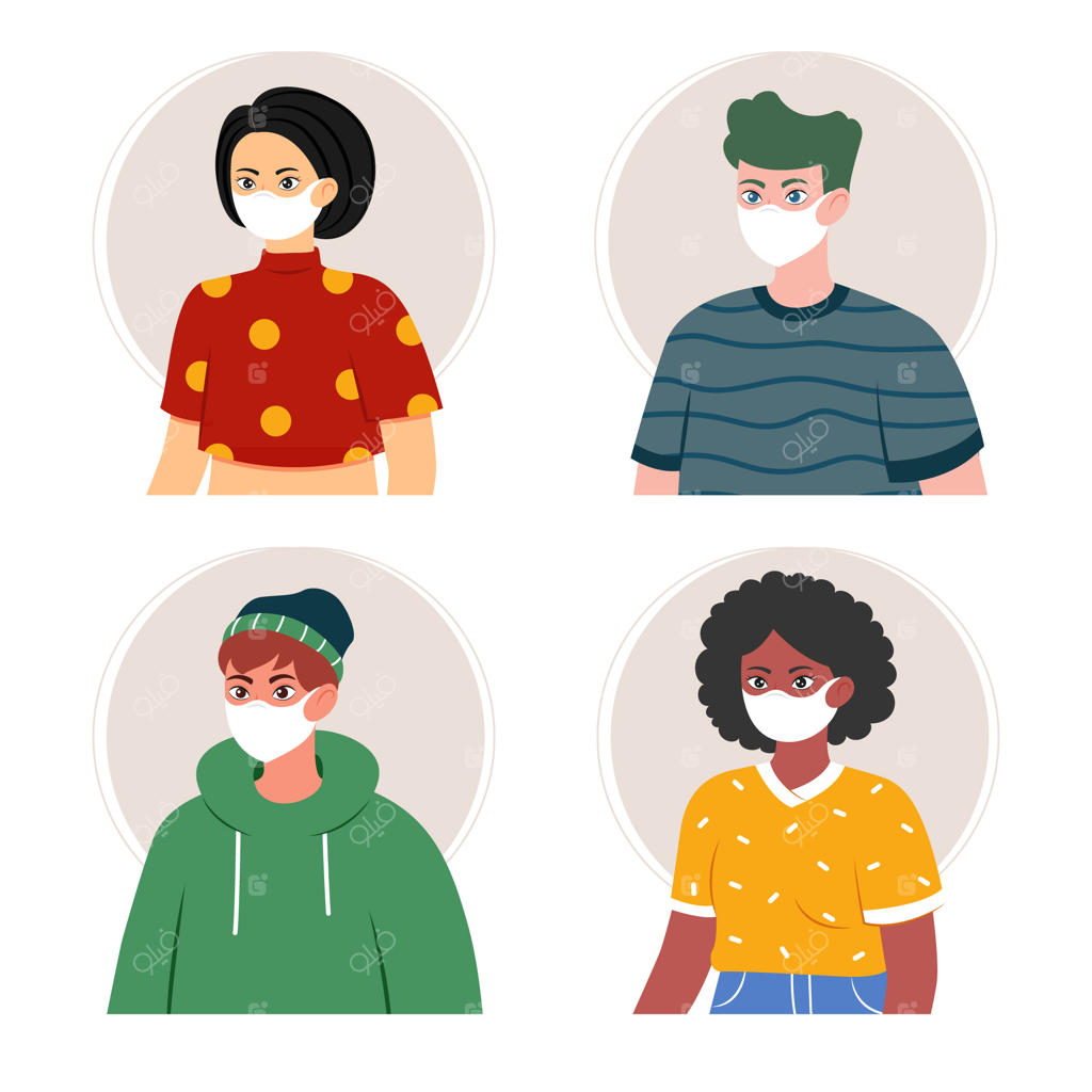 مجموعه‌ای از افراد با ماسک‌های پزشکی