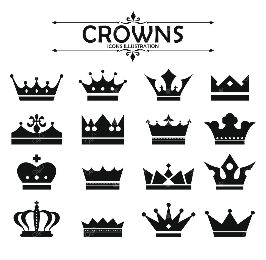 مجموعه وکتور رایگان تاج‌های سیاه پادشاه