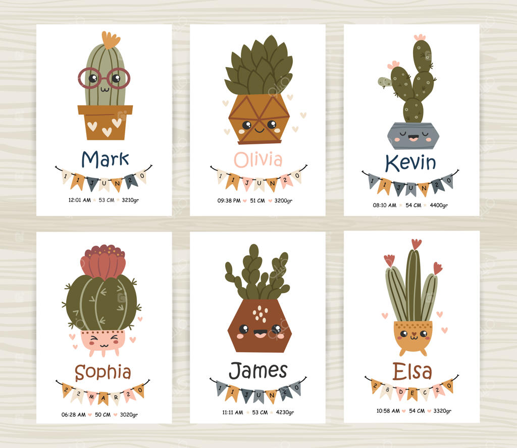ایده‌های کارت دعوت بیبی شاور با کاکتوس‌های بامزه