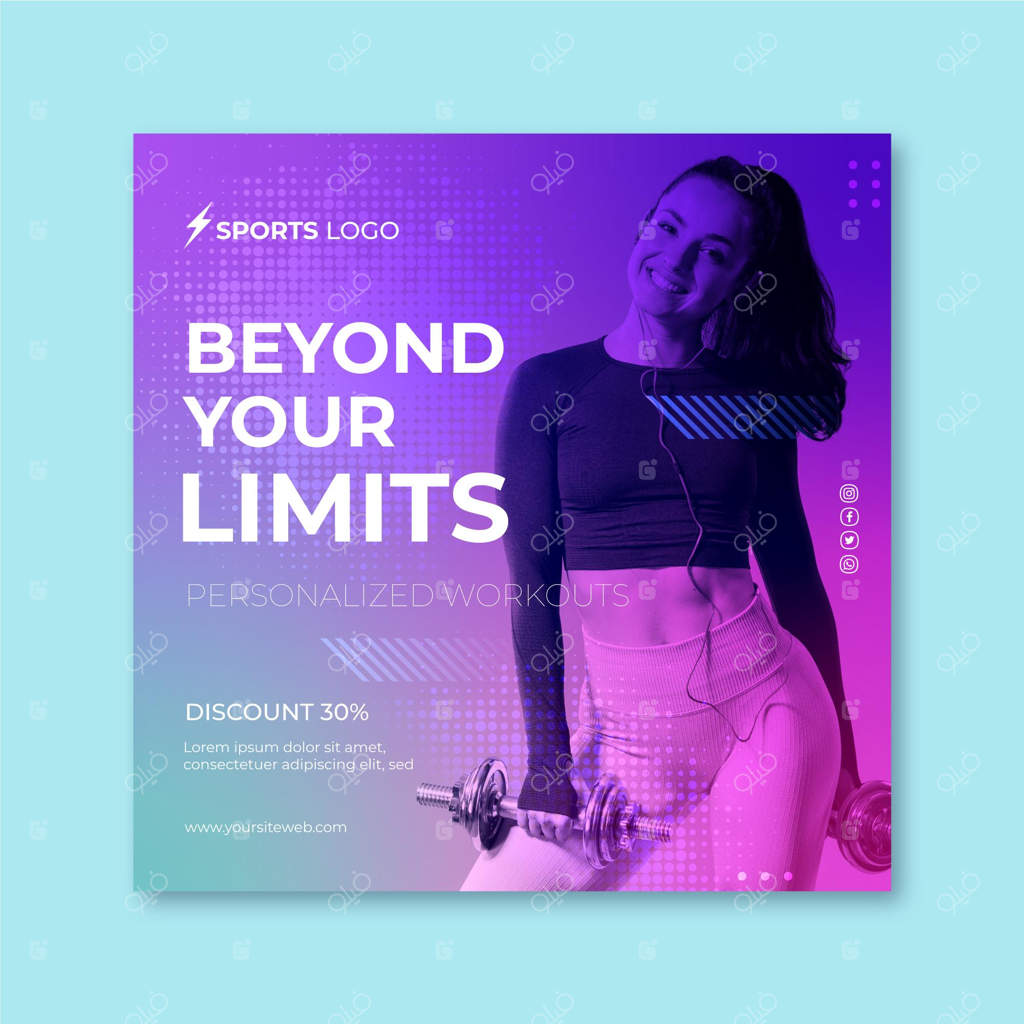 پوستر ورزشی گرادیان به شکل مربع