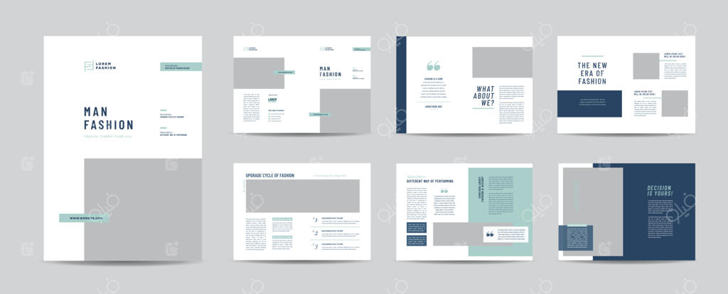 طراحی مجله مد مینیمال یا چیدمان دفترچه ویرایشی و نمونه‌کار چندمنظوره مد