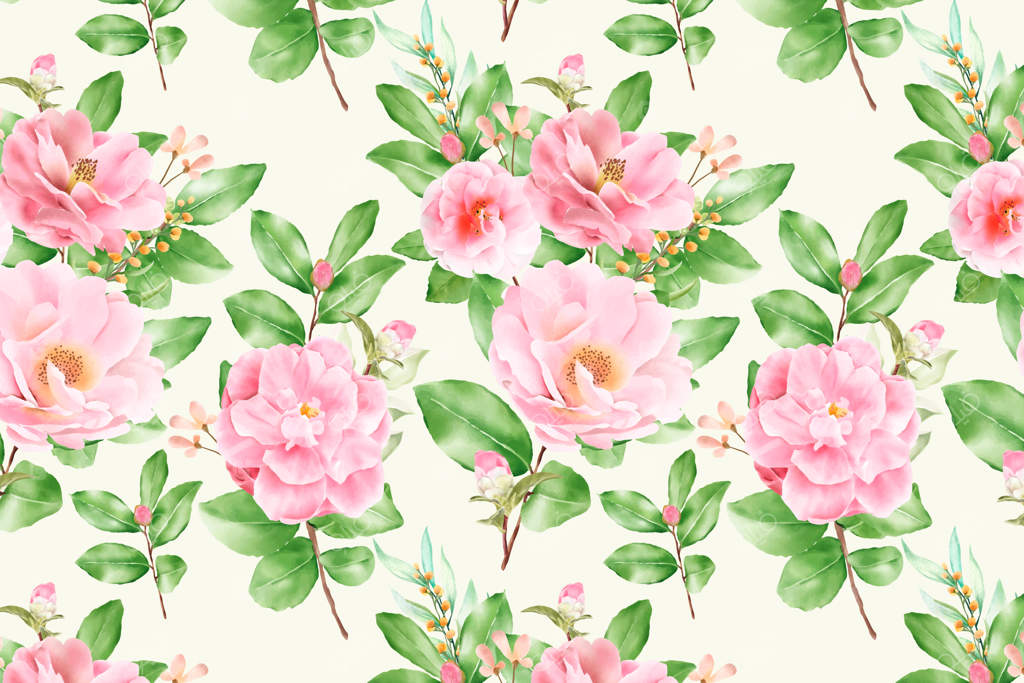 پترن پیوسته گلدار در حال شکوفه‌دهی