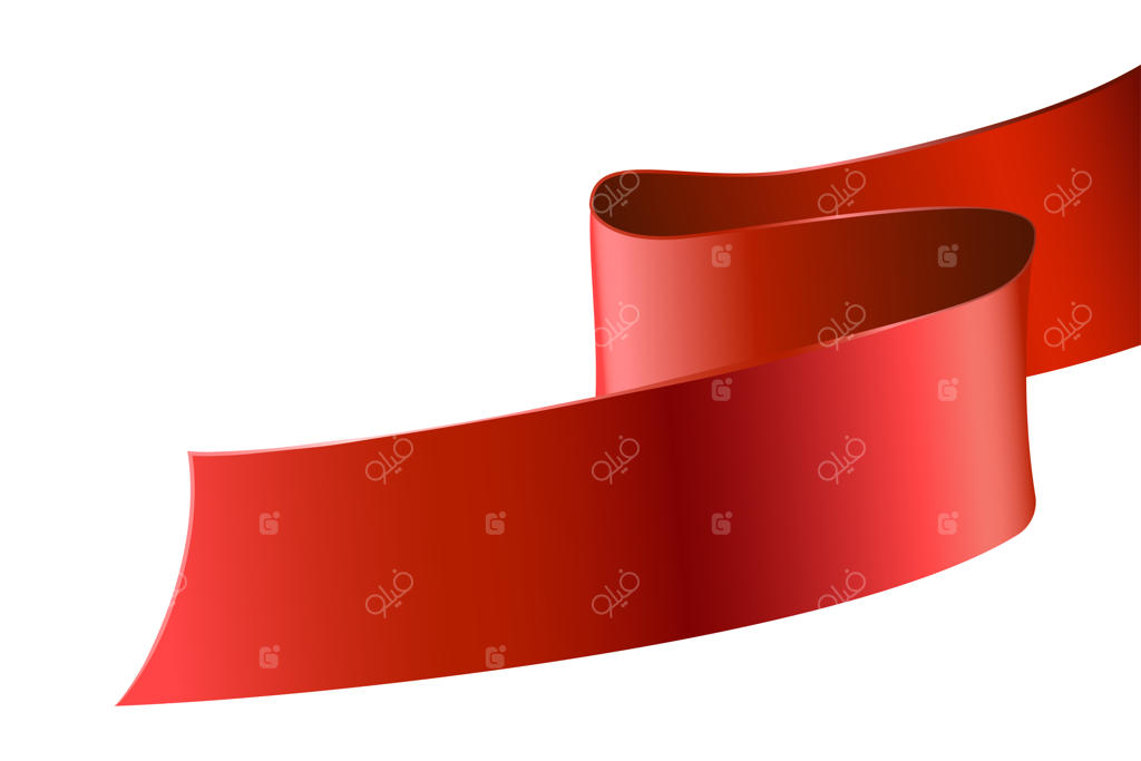 روبان تزیینی قرمز بر روی پس‌زمینه سفید
