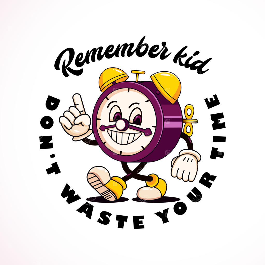 ساعت زنگ‌دار کارتونی کلاسیک: مناسب برای لوگوها، تی‌شرت‌ها، استیکرها و پوسترها