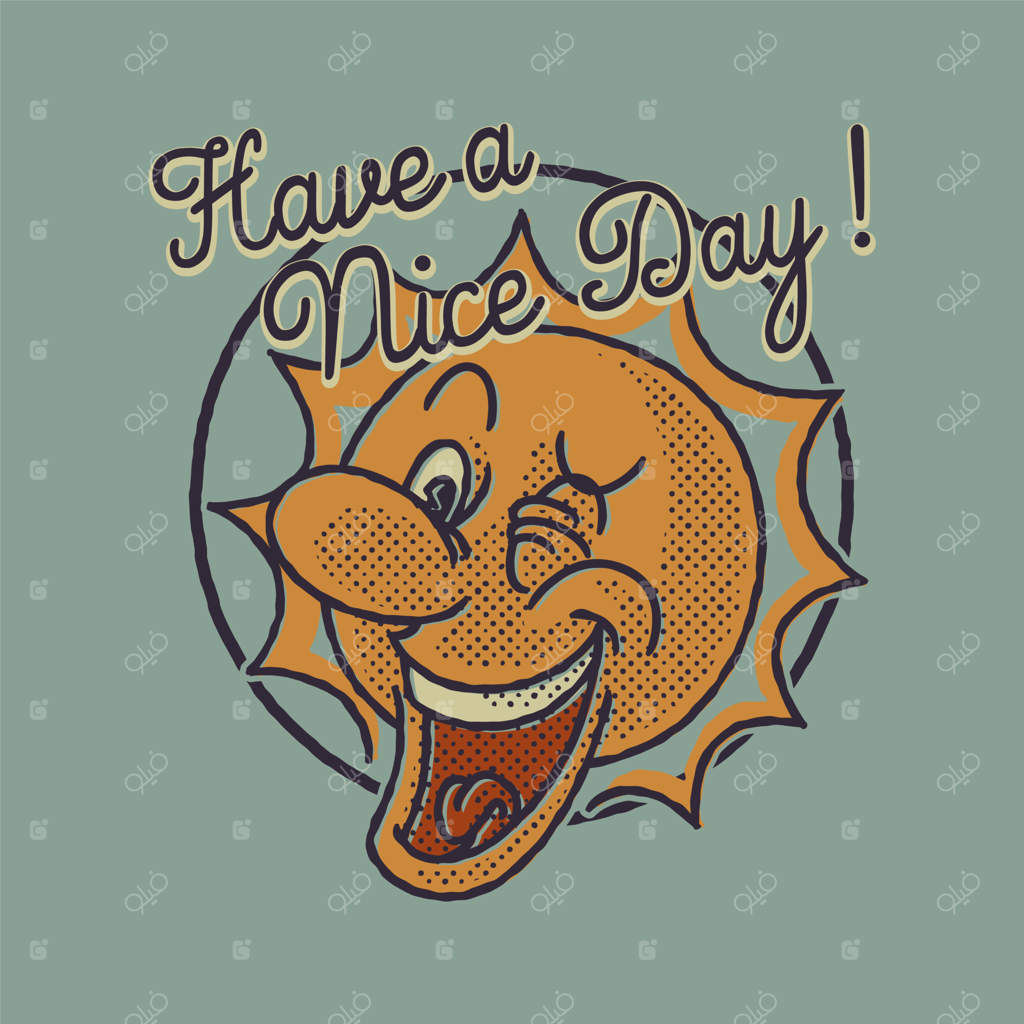 نشان کارتونی خورشید خندان به سبک رترو